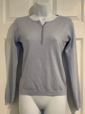 TRICOTONIC Womens Light Blue Soft Lightweight Coastal Grandma Spring Sweater S/M